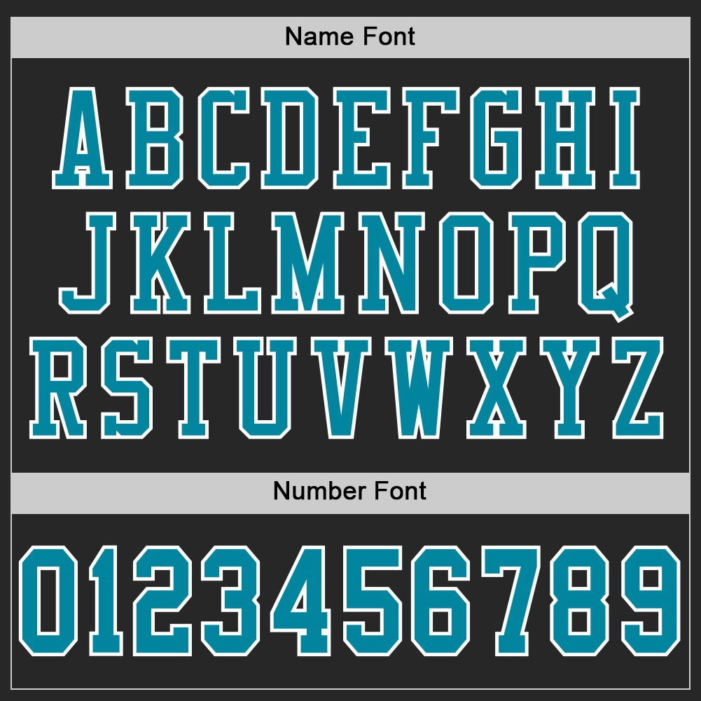 Custom Black Teal-White Mesh Authentic Football Jersey photo 3