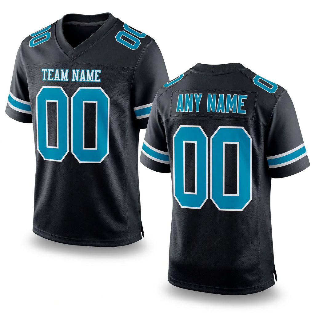 Custom Black Panther Blue-White Mesh Authentic Football Jersey