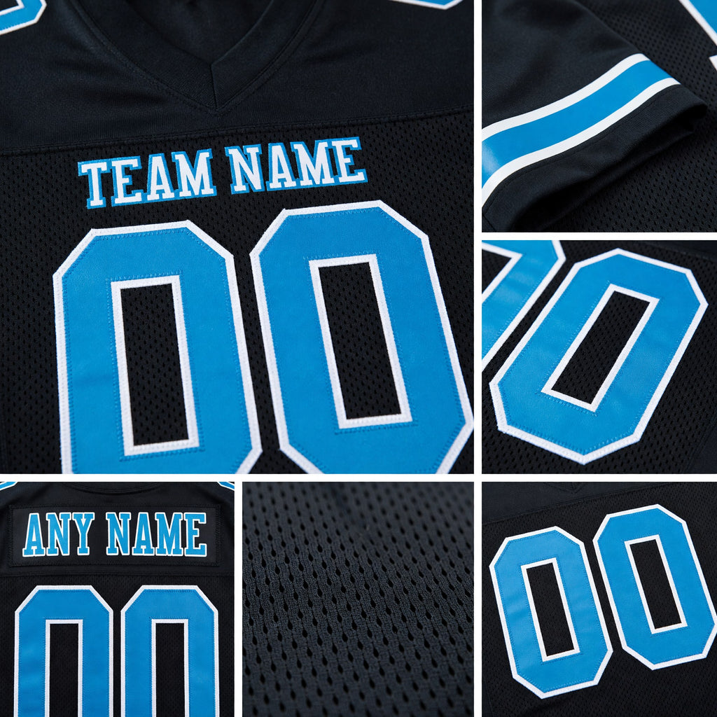 Custom Black Panther Blue-White Mesh Authentic Football Jersey detail