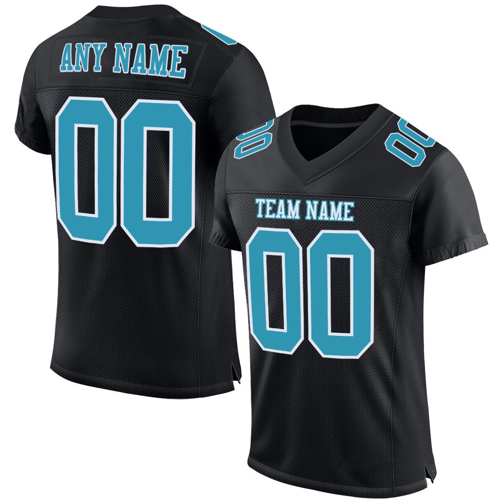 Custom Black Panther Blue-White Mesh Authentic Football Jersey photo 1
