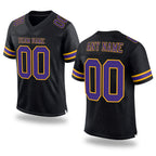 Custom Black Purple-Gold Mesh Authentic Football Jersey