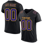 Custom Black Purple-Gold Mesh Authentic Football Jersey photo 1