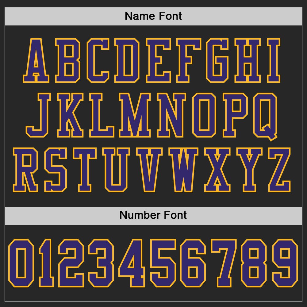 Custom Black Purple-Gold Mesh Authentic Football Jersey photo 3