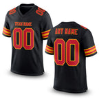 Custom Black Red-Gold Mesh Authentic Football Jersey