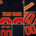 Custom Black Red-Gold Mesh Authentic Football Jersey detail