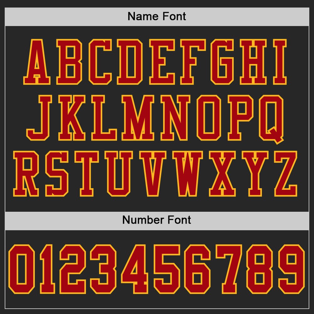 Custom Black Red-Gold Mesh Authentic Football Jersey photo 4