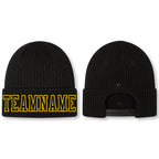Custom Black Black-Gold Stitched Cuffed Knit Hat