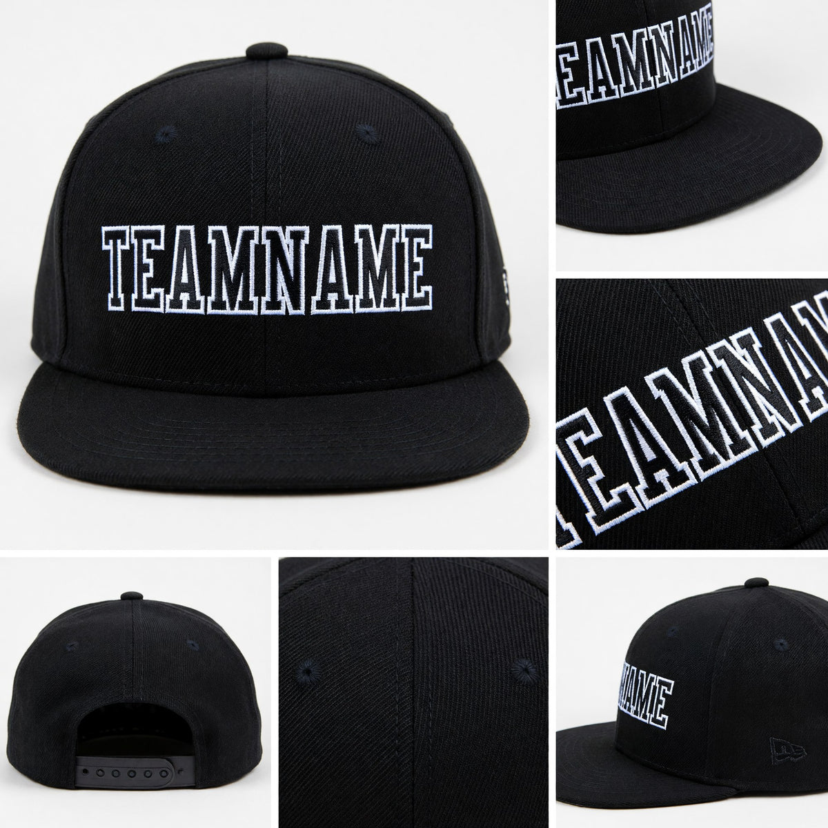 Custom Black Black-White Stitched Cuffed Knit Hat detail