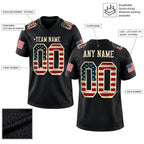 Custom Black Vintage USA Flag Mesh Authentic Football Jersey with Cream Lettering Design 1094 customization guide