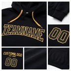 Custom Stitched Black Black-Old Gold Football Pullover Sweatshirt Hoodie detail