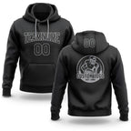 Custom Stitched Black Black-Gray Football Pullover Sweatshirt Hoodie