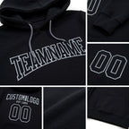 Custom Stitched Black Black-Gray Football Pullover Sweatshirt Hoodie detail