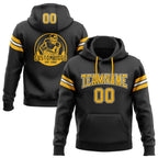 Custom Stitched Black Gold-White Football Pullover Sweatshirt Hoodie photo 1