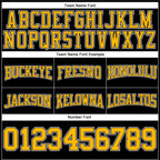 Custom Stitched Black Gold-White Football Pullover Sweatshirt Hoodie photo 3