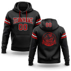 Custom Stitched Black Red-White Football Pullover Sweatshirt Hoodie