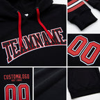 Custom Stitched Black Red-White Football Pullover Sweatshirt Hoodie detail