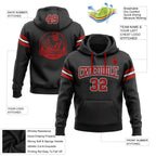 Custom Stitched Black Red-White Football Pullover Sweatshirt Hoodie photo 2
