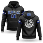 Custom Stitched Black Royal-White Football Pullover Sweatshirt Hoodie