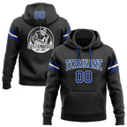 Custom Stitched Black Royal-White Football Pullover Sweatshirt Hoodie photo 1