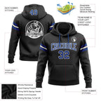 Custom Stitched Black Royal-White Football Pullover Sweatshirt Hoodie photo 2