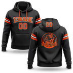 Custom Stitched Black Orange-White Football Pullover Sweatshirt Hoodie