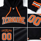 Custom Stitched Black Orange-White Football Pullover Sweatshirt Hoodie detail
