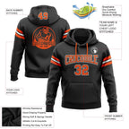 Custom Stitched Black Orange-White Football Pullover Sweatshirt Hoodie photo 2
