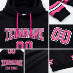 Custom Stitched Black Pink-White Football Pullover Sweatshirt Hoodie detail