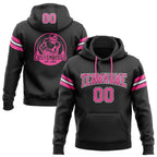 Custom Stitched Black Pink-White Football Pullover Sweatshirt Hoodie photo 1