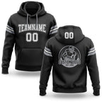 Custom Stitched Black White-Gray Football Pullover Sweatshirt Hoodie