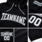 Custom Stitched Black White-Gray Football Pullover Sweatshirt Hoodie detail