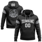 Custom Stitched Black White-Gray Football Pullover Sweatshirt Hoodie photo 1