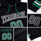 Custom Stitched Black Kelly Green-White Football Pullover Sweatshirt Hoodie detail