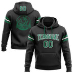 Custom Stitched Black Kelly Green-White Football Pullover Sweatshirt Hoodie photo 1