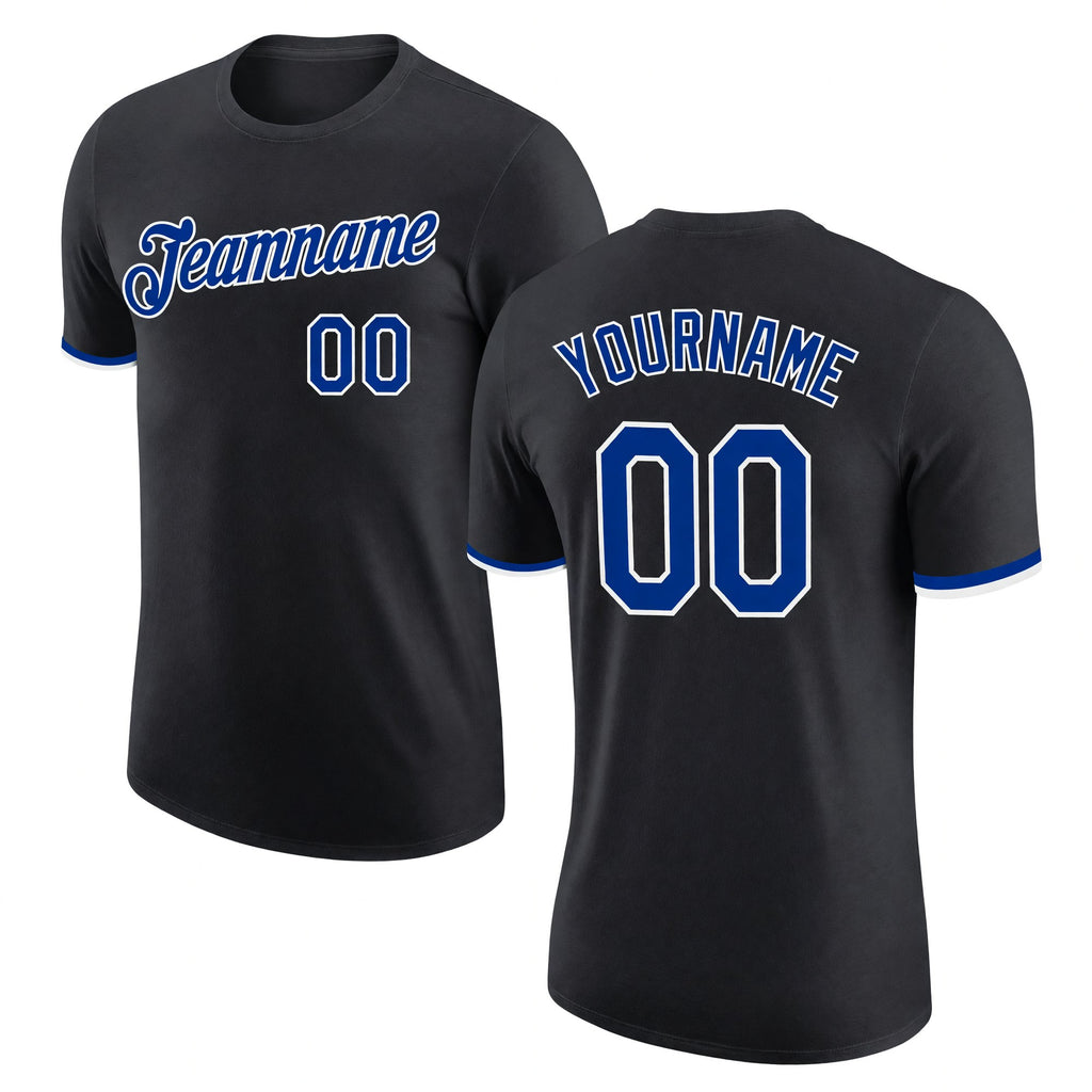 Custom Black Royal-White Performance T-Shirt