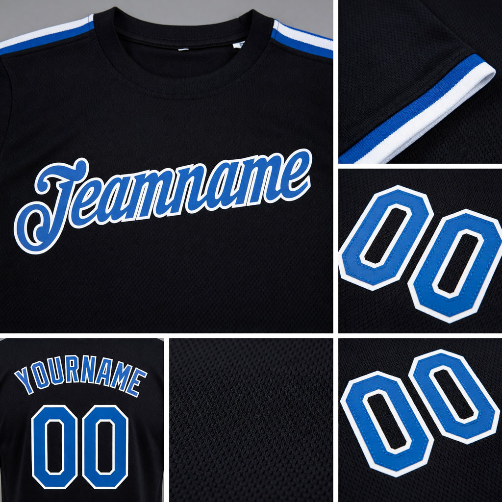 Custom Black Royal-White Performance T-Shirt detail