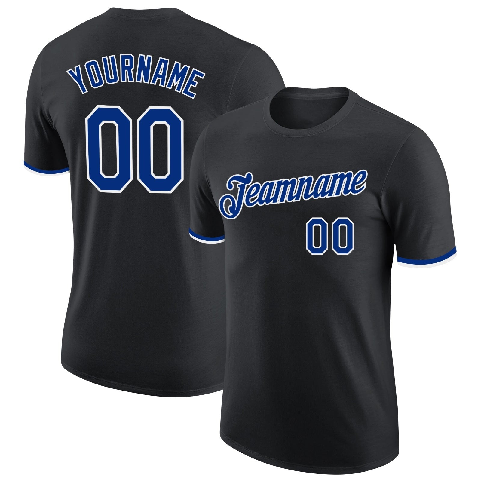 Custom Black Royal-White Performance T-Shirt photo 1