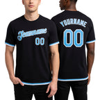 Custom Black Panther Blue-White Performance T-Shirt worn front and back