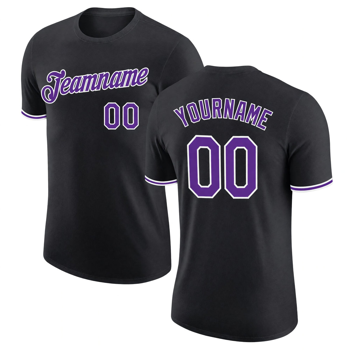 Custom Black Purple-White Performance T-Shirt