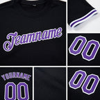 Custom Black Purple-White Performance T-Shirt detail