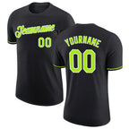 Custom Black Neon Green-White Performance T-Shirt