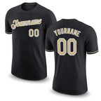 Custom Black Vegas Gold-White Performance T-Shirt