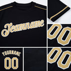 Custom Black Vegas Gold-White Performance T-Shirt detail