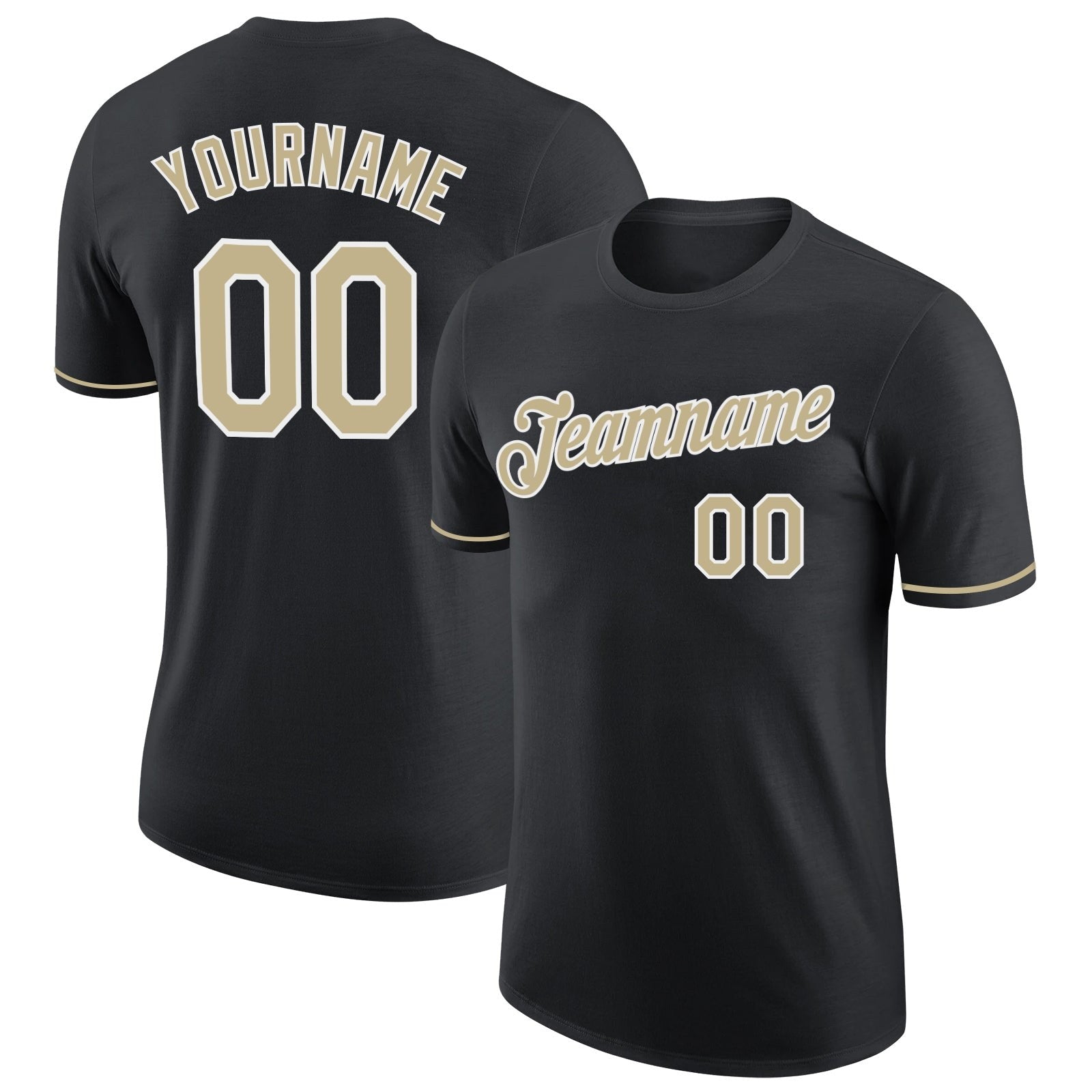 Custom Black Vegas Gold-White Performance T-Shirt photo 1