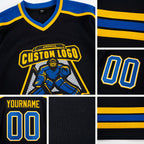 Custom Black Royal-Gold Hockey Jersey detail