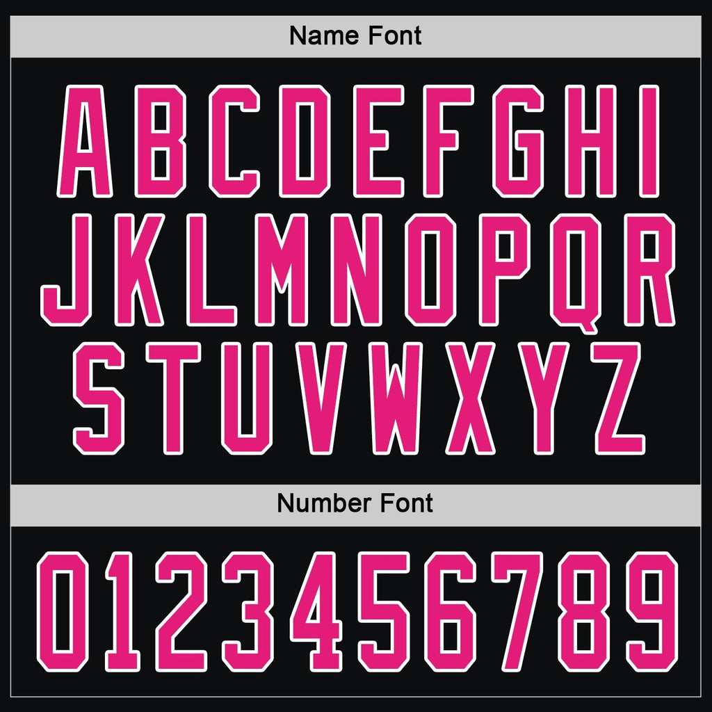 Custom Black Hot Pink-White Hockey Jersey photo 3