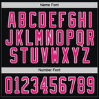 Custom Black Hot Pink-White Hockey Jersey photo 3