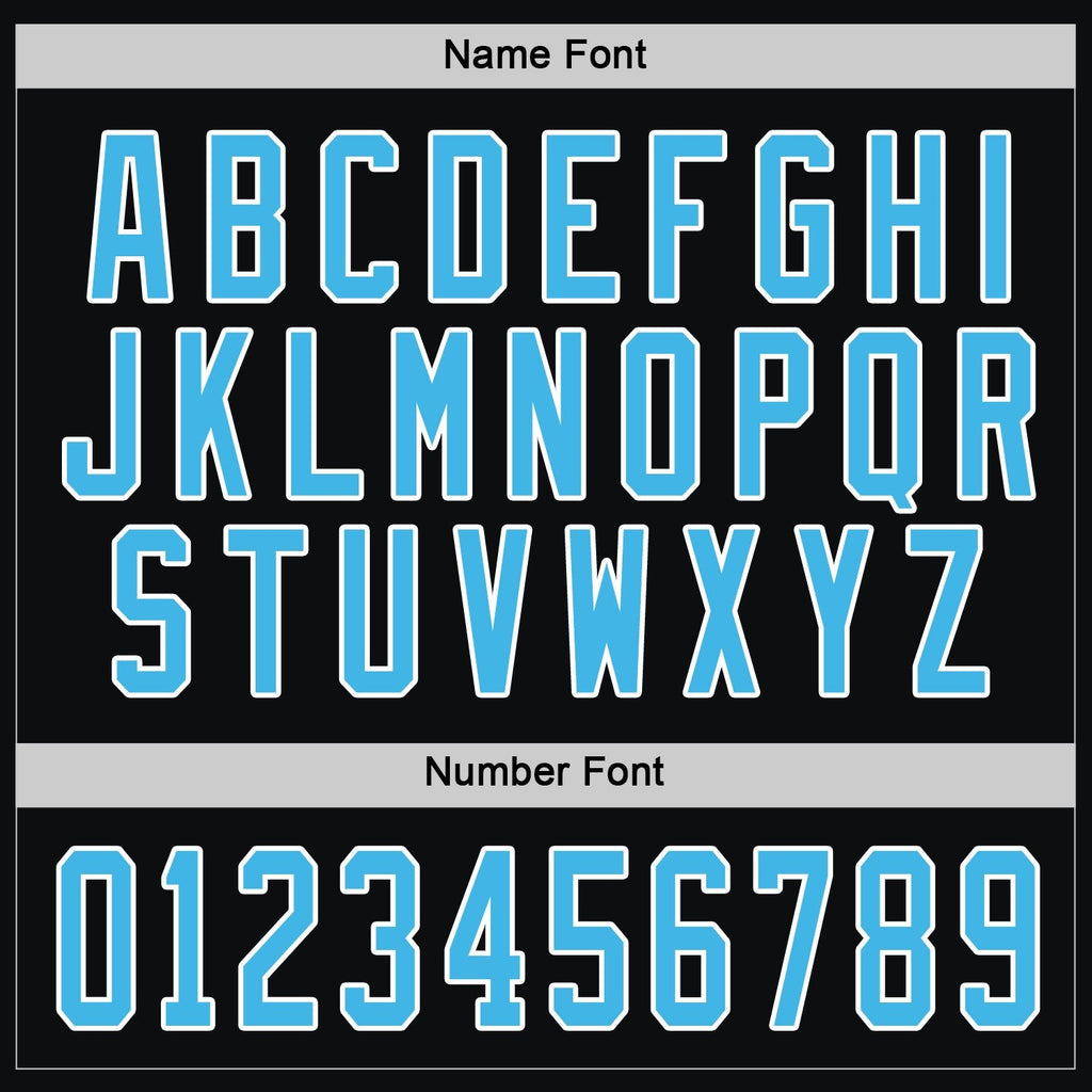 Custom Black Sky Blue-White Hockey Jersey photo 3