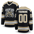 Custom Black Vegas Gold-White Hockey Jersey