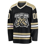 Custom Black Vegas Gold-White Hockey Jersey photo 2